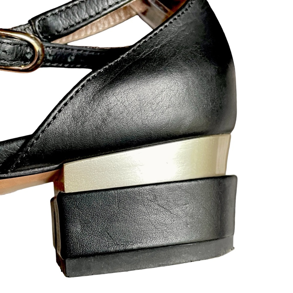 AGL D'Orsay Black Leather Block Crisscross Vamp Strap Ankle Strap Sz 8.5 EU 38.5 - Picture 4 of 16